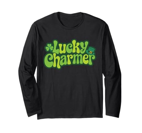 Lucky Charmer St Patricks Day Kids Men Women Maglia a Manica