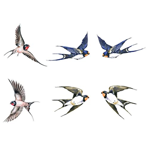YARNOW 6 Autocollants Anti-Collision Oiseaux pour Fenêtre Film Statique Hirondelle Stickers de Vitre Décoratifs en PVC sans Colle Réutilisables pour Maison...