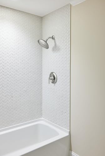 Moen Halle Spot Resist Brushed Nickel Shower Faucet Trim Set Featuring Wide Showerhead and Shower Lever Handle with Posi-Temp Valve Included, 82971SRN