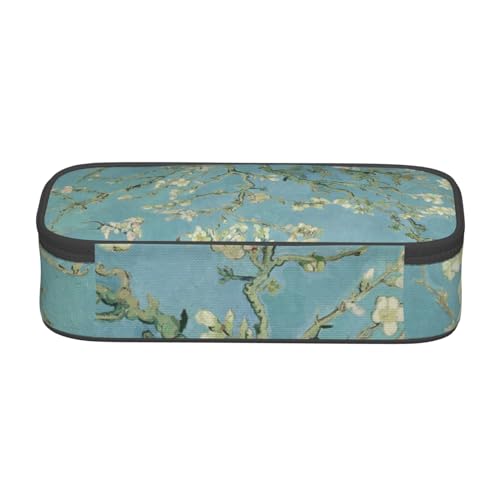 Image of Van Gogh Almond Blossoms Large Pencil Case With Zipper Compartments Stationery Pencil Bag For Kids Teens Students School Supplies