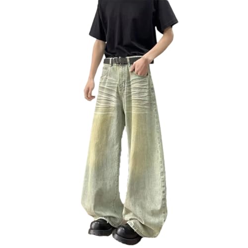 Men's Denim Pants Vintage Casual Wide Leg Loose Long Pants