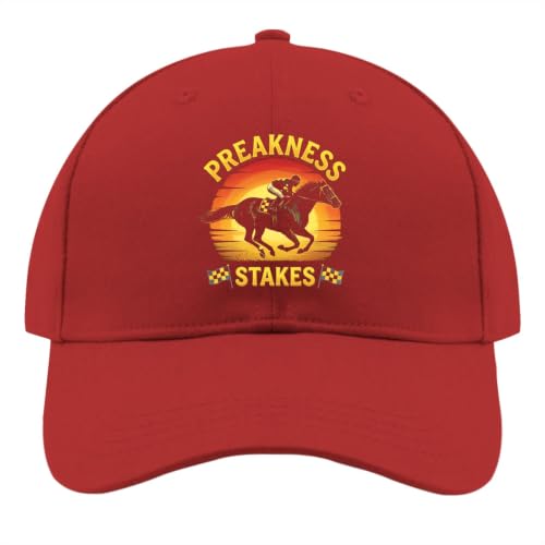 Preakness Stakes Fitted Golf Hat for Womens Light Weight Caps Red