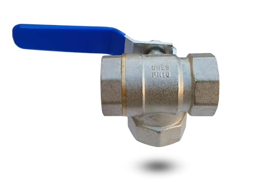 Image of ESEKSAFAR 1pc Heavy Duty T-Way Brass Ball Valve Female Ball Valves with 1pc Teflon Tape set for Pipe Fittings, Stopcock (1 inch-inch BSP Thread)