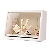 仏縁堂ブランド：節句飾り【端午の節句：国産美濃和紙 五月人形（長鍬兜・弓太刀飾り）木製アクリルケース（ミルキーホワイト）付】 (ミルキーホワイト・長鍬兜)