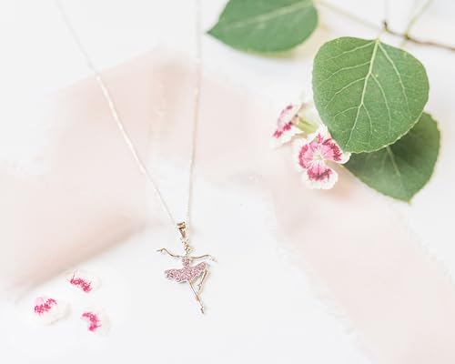 Cherished Moments Sterling Silver Pink CZ Ballerina Dancer Necklace for Toddlers, Little Girls, Kids, or Teens3