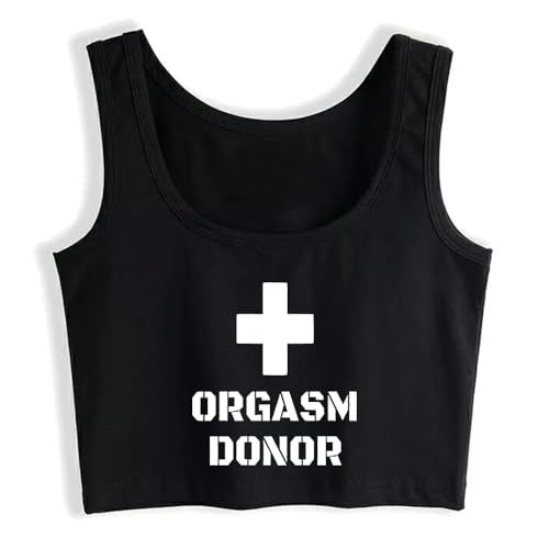 Orgasm Donor Sexy Slim Fit Crop Top Black