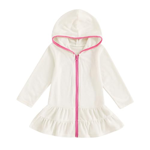 Toddler Girls Swim Cover Up Swimsuit Terry Cloth Beach Towel Long Sleeve Bathing Suit Cover Ups for Swimwear