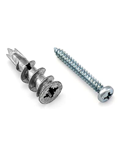 QWORK® Kotwy do płyt gipsowo-kartonowych, kotwy do płyt gipsowo-kartonowych, kotwy do płyt gipsowo-kartonowych, ze śrubami, do mocowania w betonie, cegle, płyt gipsowo-kartonowych, opakowanie 20 szt.