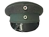 WW1 German Officer Field Cap Vulcanfibre Visor Cap. Grey and Green, 7 1/4