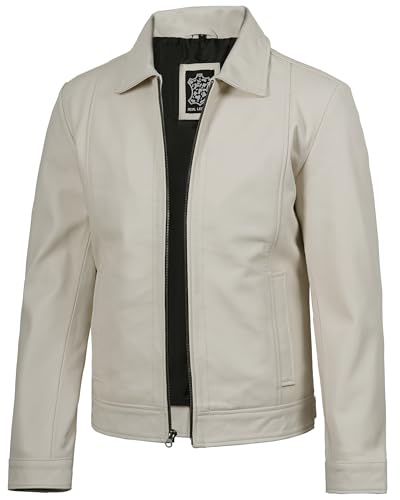 Image of fjackets Men's Real Lambskin Leather Jacket - Shirt-Collar Moto Biker Style Year-Round Wear