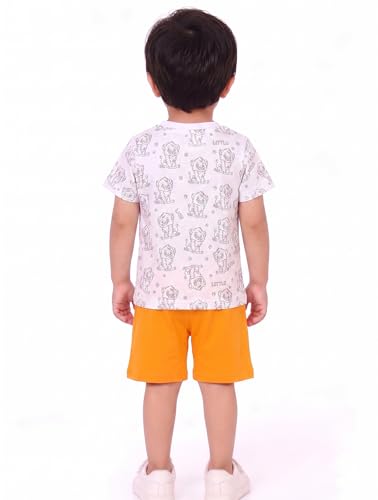 Image of Tiny Towns Kids Clothes for Boys | Animal Printed Cotton Half Sleeve T-shirt and Shorts Clothing Set | Casual Summer Wear for Kids | Lightweight Baby Boy Dress