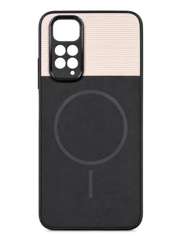 Image of Bintage Mac Safe Design Hard Slim Back Case | Soft Border Camera Protect | Dual PU Leather Finish Back Cover Compatible for Mi Redmi Note 11s - White & Black