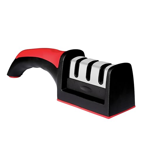XE Afilador Cuchillos Cocina - Afiladores Cuchillos Manuales de 3 Etapas para Afilar Cuchillos Hogar y Restaurante - Piedra de Cerámica, Placas Carburo de Tungsteno Herramienta para Afilar Cuchillos