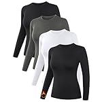 Dalavch 4 Pack Women’s Thermal Shirts, Women Fleece Lined Compression Long Sleeve Base Layer Tops for Winter Cold Weather