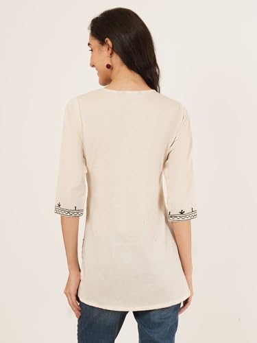 Image of Women's Pure Cotton Embroidered Short Kurtis