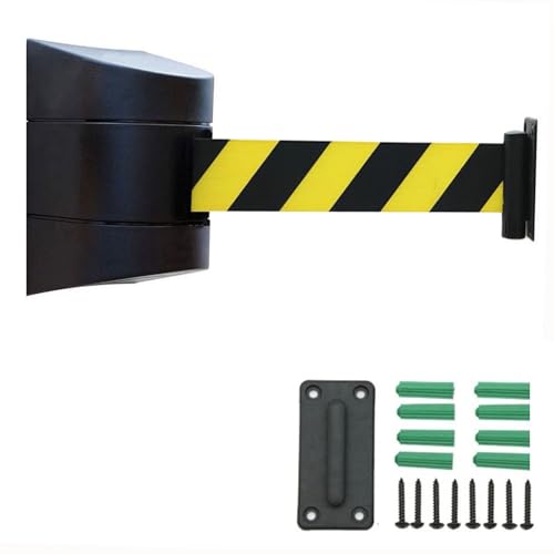 CAIFEXUE Black Wall Mount Retractable Belt Barrier,2/3/5/10M Optional,Queuing Safety Tape Cordon with Mounting Accessories,for Playground Park Hotel Crowd Control/a/5M/16.4Ft