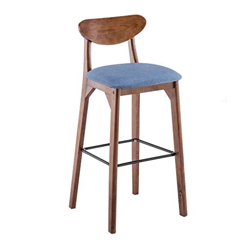 GY Barhocker aus Holz, Bar mit Gegenhöhe, Mit Rückenlehne, Sackleinenstuhl, Home Kitchen Frühstück 90-120cm Bank, 4 Farben, 63cm / 73cm / 83cm (Farbe : Blau, größe : 83cm) Cover