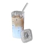 Generico Gläser mit Deckeln - Barglas klar - Quadratische Gläser | Kaffeegläser Biergläser Weingläser Teegläser Wassergläser Küchengläser Partygläser Restaurantgläser