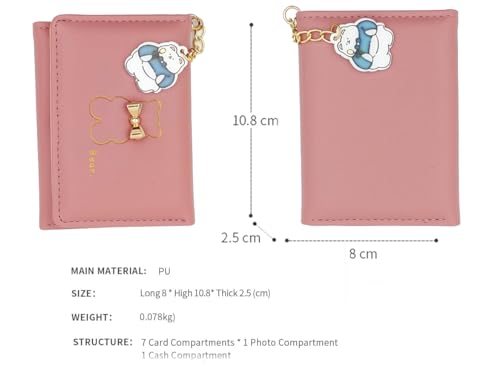 Image of Valerie Floral Small Wallet for Girls Women Tri-Folded Wallet Cash Pocket Flowers PU Leather Print Card Holder Coin Purse with ID Window (Pink)