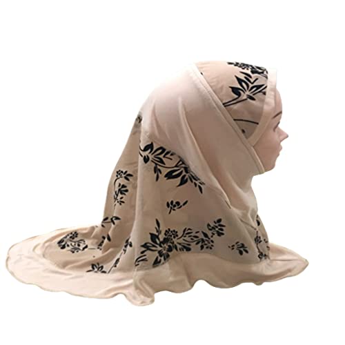 Muslim Kids Girls Hijab Islamic Headscarf Flower Scarf One Piece East Full Cover Wrap Cover