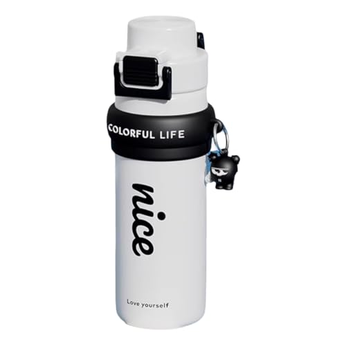 Image of 17oz Large Capacity SUS316 Stainless Steel Insulated Water Bottle with One-Click Lid, Leakproof Travel Mug for Hot and Cold Drinks, Portable Sports Bottle for Outdoor and Car Use (White)