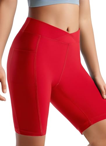 Girls High Waisted Athletic Shorts with Pockets Leggings Biker Running Dance Yoga Gymnastics Workout Shorts