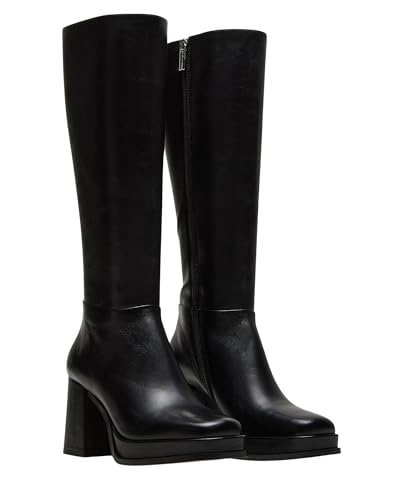 Steve Madden Women's Mystery Fashion Boot, Black Leather, 9