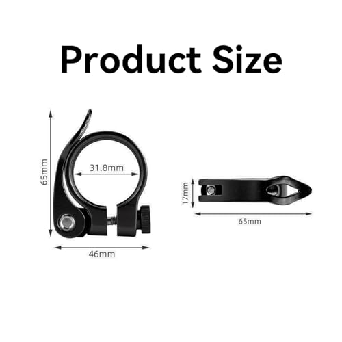 Fahrrad Sattelklemme mit Schnellspanner Aluminium Legierung Sattelklemme,Sattelklemme Schnellspanner Sattelstütze Sattelstützenklemme für Rennrad und MTB (Schwarz, 31.8mm)