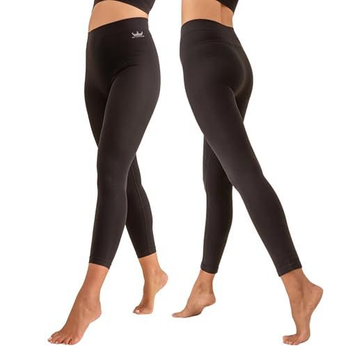 ANAISSA Legging de sport pour femme, anti-cellulite et activateur de circulation. Legging de sport certifié Oeko-Tex et ventre plat. Pantalon de yoga sans couture., Noir , L