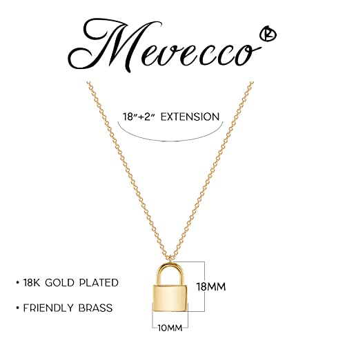 MEVECCO Gold Dainty Initial Necklace Lock Necklace 18K Gold Plated Padlock Necklace Letter Necklaces for Women Minimalist Personalized Jewelry2