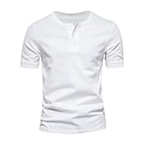 Henry - Maglietta girocollo da uomo con base muscolare, bottoni...
