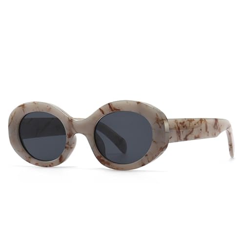 Lunettes de soleil ovales de qualité rétro léopard gris verres UV400 pour femme