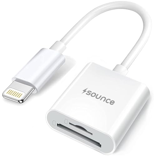 Image of Sounce 2-in-1 SD Card Reader for iPhone & Type-C Devices, Lightning & USB C Memory Card Adapter with SD /TF Slot, High-Speed Photo Video Transfer, Compatible with iPhone, iPad, Android