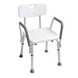 HENGMEI Aluminium Höhenverstellbar Badhocker Duschstuhl Duschhilfe Duschsitz Badsitz Duschhocker für die professionelle Pflege (Modell C mit Armlehne)