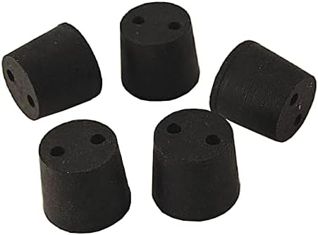 P13-M292 Black Rubber Two-Hole Stopper, 68mm Top Diameter, 58mm Bottom Diameter, 13 Size, 25mm Length