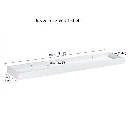 Fasthomegoods Modern Home White Floating Tray Wall Wedge Shelf 31.5 x 6 Inch