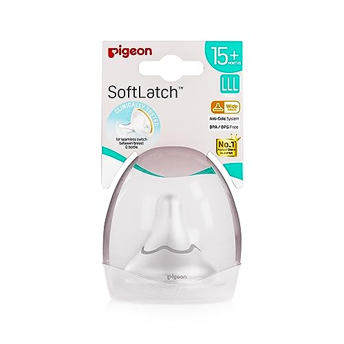 Image of Pigeon SoftLATCH Peristaltic Plus Nipple LLL Size (12+ Months) | Extra Fast Flow | Ultra Soft Silicone | 1 Pc with Case