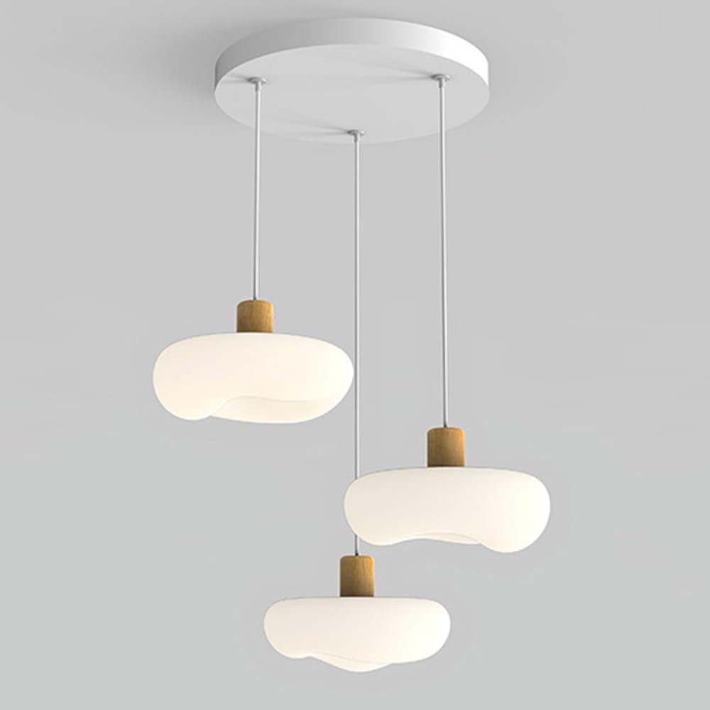 Suspension Blanche Style Nordique 3 Lampes pour Îlot de Cuisine et Table à Manger