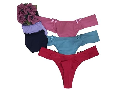 Kit 3 calcinhas tanga Ane fio duplo de Poliamida com lateral dupla forro algodão (M)