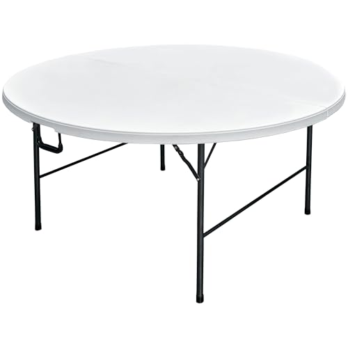 Cofan Mesa Plegable Redonda de Camping | Color: Blanco | Peso máximo: 150 kg | Adecuado para 10 Personas | Medidas: Ø 180 x 74 cm