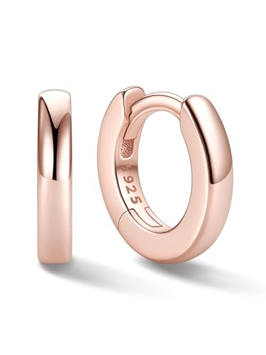 Image of ChicSilver 925 Sterling Silver Huggie Hoop Earrings Small Hoop Earrings for Women Hypoallergenic Silver Huggie Earring Cartilage Earrings for Women (6 /8 /10 /12 /14 /16 /18 /20MM)