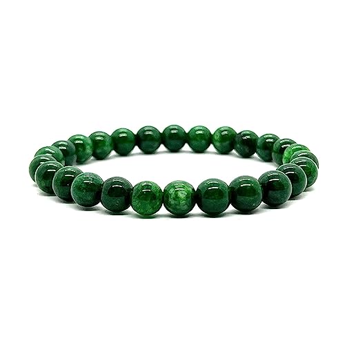 Bracelet en pierres précieuses vert foncé extensible | Perles de pierre naturelle 8mm