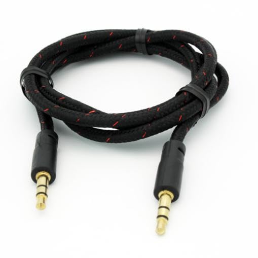 Cable Auxiliar Jack 3.5mm Negro Trenzado 1 Metro miniatura 3