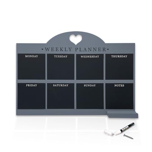 Empire Weekly Planner and Menu Board for Kitchen, Work Planner Blackboard, Wall Mounted Daily Planner, to Do List, Dry Erase Meal Planner with White Cloth for Office & Home (Standard, Blue)