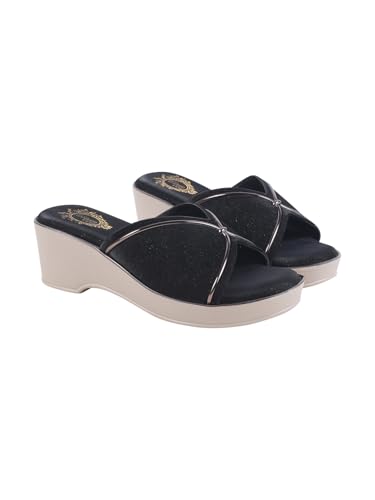 Shoetopia Classy Black Wedges For Women & Girls /EU41