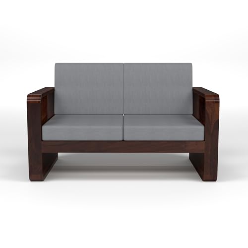 Image of Sheesham Wooden 4 Seater Sofa for Living Room | Solid Wood Sofa with Side Newspaper Holder | Rosewood Sofa Set for Home & Office | Lounge (Walnut Finish, 4 Seater)