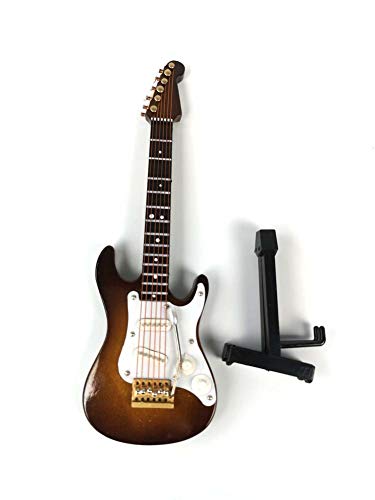 ALANO Miniature Electric Guitar Ornament, Miniature Replica, Musical Instrument, Festival Decoration and Holiday Tree Ornament (Coffee, 10cm/3.9'')