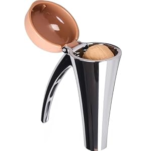 Nut Cracker,Heavy Duty Nut Cracker Tool with Splash-Proof Brown Lid,Long Leverage & Spring Return Nutcracker for Effortless Cracking（Brown）
