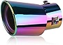 jeseny Pack-1 Car Polished Stainless Steel Exhaust Tail, 2.5' to 3.3' Car Exhaust Pipe Modified Tailpipe Flue Muffler, Compatible with Most Vehicles Exterior Rear Tip Pipe (Multicolored & Bending)