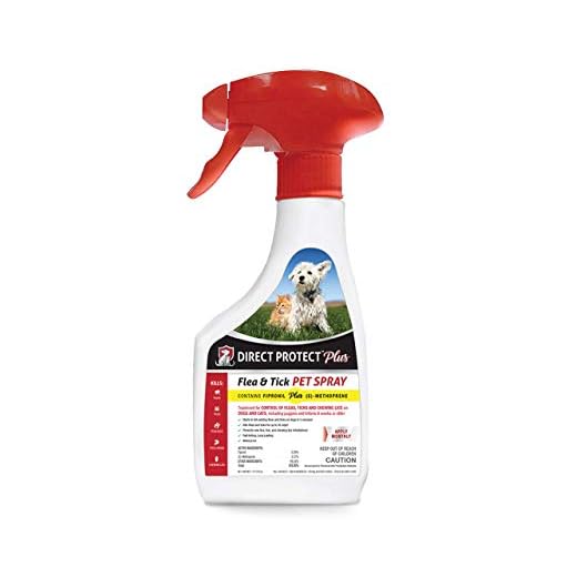 Direct Protect Plus Flea & Tick Pet Spray, for Dogs & Cats 8 weeks & Older, Waterproof & Fast Acting, 16 oz, White bottle, opaque spray